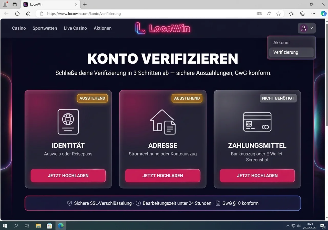 Konto-Verifizierung (KYC) – LocoWin
